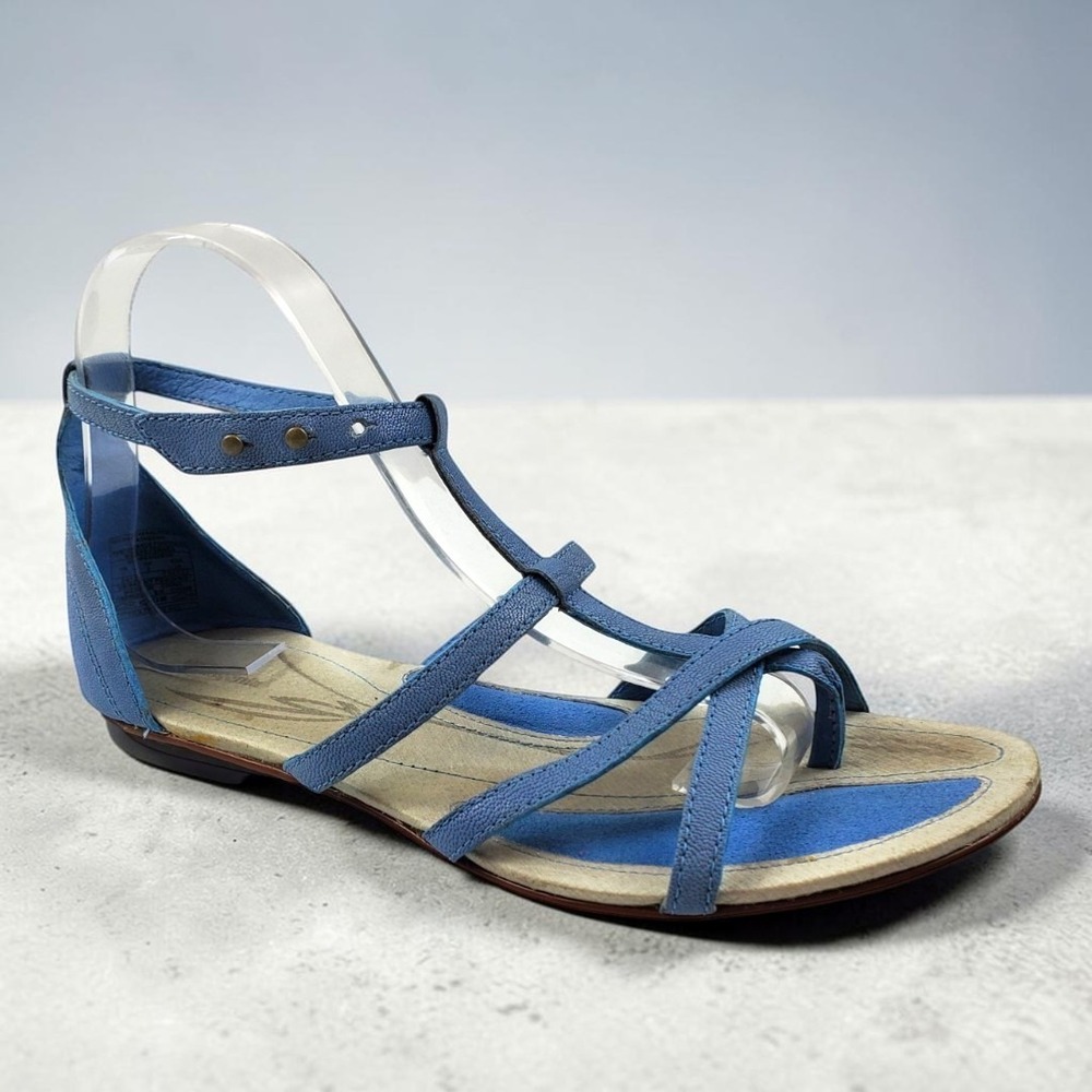 Patagonia Bandha Cross Railroad Blue Leather Strappy Gladiator Sandals Womens 7